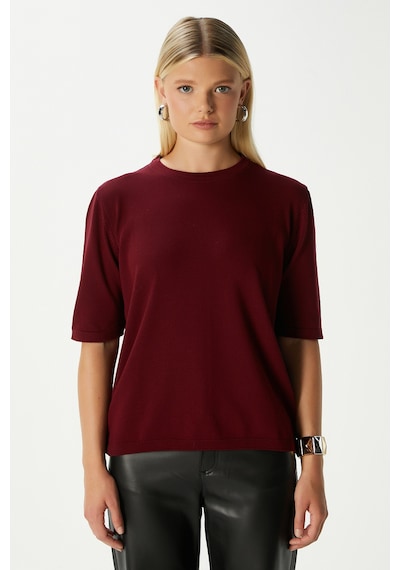 Ritnice Viscose Doku Next Premium Selection Bordo Yarım Kol Triko Kazak Bordo