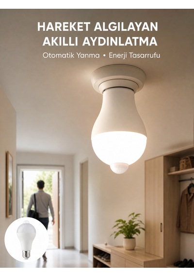 Sensörlü Led Lamba Otomatik Algılama Enerji Tasarruflu Aydınlatma Çokrenkli 60800406