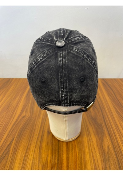 Hamze Vintage Yıkamalı Eskitme Model İthal Nakışlı Unisex Cap Şapka Siyah
