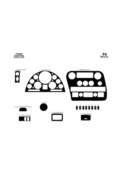Ford Cargo Torpido Kaplama 2004-2008 16 Parça Piano Black