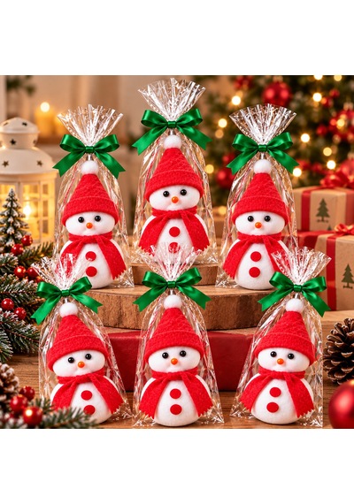 Bakgelal Yılbaşı Ağacı Süsü Kardan Adam Figürlü 16 Cm Keçe Şapkalı Ve Atkılı Asılabilir Dekoratif Süs Kırmızı Şapkalı - 9014074930881