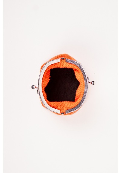 Fabric Craft Bag Bozuk Para Cüzdanı Merserize Pamuk Klipsli Örgü Turuncu
