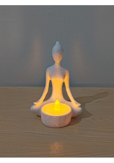 Meditasyon Kadın Figürü Mumluk 3d Baskı Dekoratif Led Mumluk