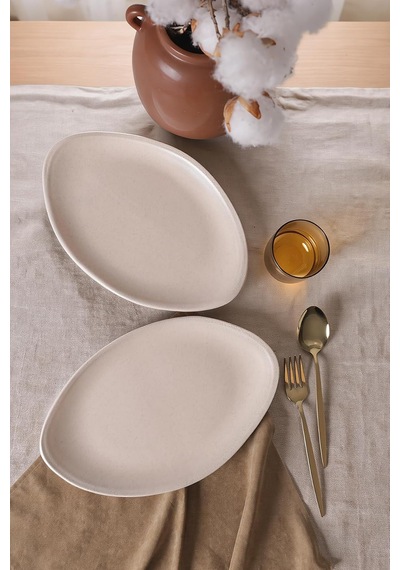 Mat Krem Bloom Kayık Tabak 31 Cm 2 Adet 040 Çok Renkli