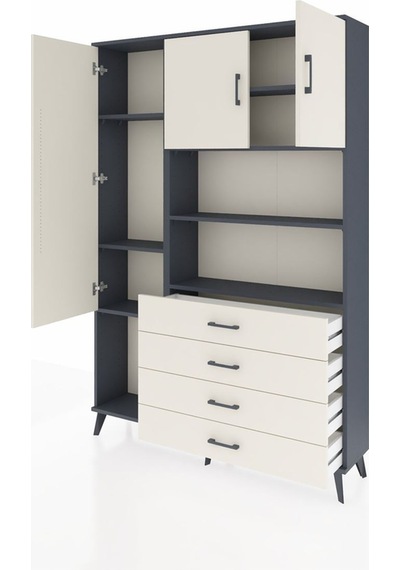 Arges Dolap 7 Raflı 4 Çekmeceli 3 Kapaklı 132x30x195 Antrasit-aytaşı/aytaşı Aytası/aytası Arges Dolap 7 Raflı 4 Çekmeceli 3 Kapaklı 132x30x195 Antrasit-aytaşı/aytaşı Aytası/aytası