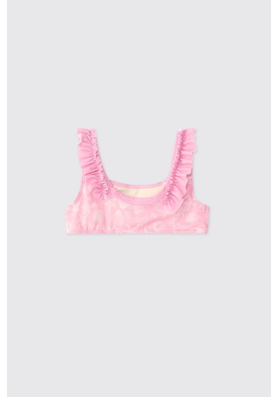 Littemare Fiyonklu Kız Bebek Upf 40+ Uv Korumalı Pembe Bikini Takımı 2612gb42010