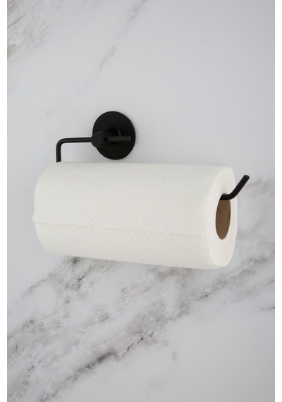 Siyah Yuvarlak Yapışkanlı Kağıt Rulo Havluluk Peçetelik Banyo Askısı Siyah Metal Diğer