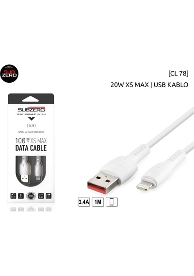 Subzero Cl78 3.4a Apple Uyumlu iPhone , Hızlı Sarj Data Kablosu