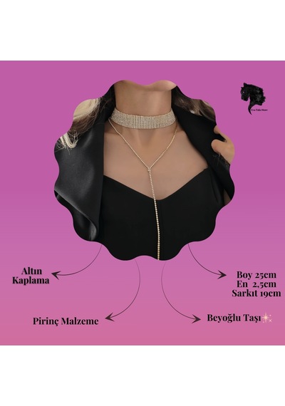 Altın Kaplama Rhinestone Y Model Su Yolu Model Kolye Altın