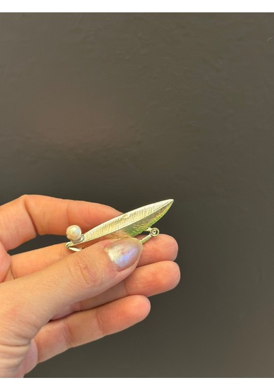 5 x 2 CM Çelik Yaprak Broş Yaka İğnesi Giyim Aksesuarı Altın
