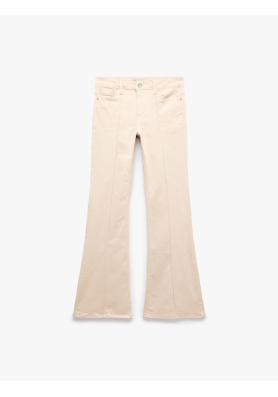 Koton Cep Detaylı Dar Kesim Nervürlü Pamuklu İspanyol Paça Denim Pantolon - Flare Jeans Bej 7wal40020mw Ekru Koton Cep Detaylı Dar Kesim Nervürlü Pamuklu İspanyol Paça Denim Pantolon - Flare Jeans Bej 7wal40020mw Ekru