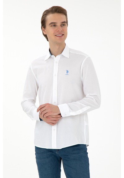 U.s. Polo Assn. Erkek Beyaz Gömlek Desenli 50292303-vr013 Beyaz