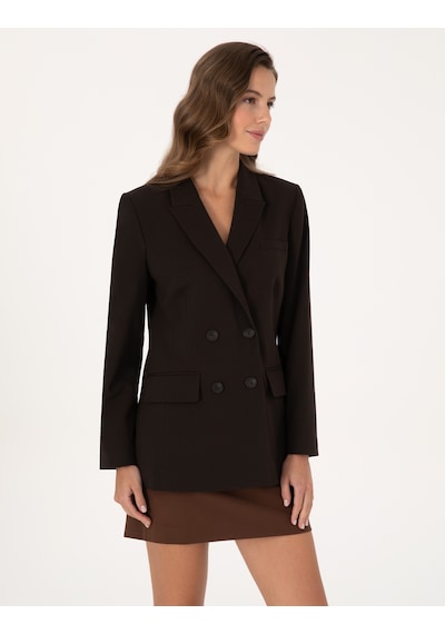 Pierre Cardin Kadın Koyu Kahverengi Ceket 50318351-vr084 Koyu Kahverengi