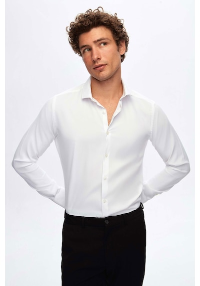 Twn Slim Fit Beyaz Düz Gömlek 5ef02ad10288m 801