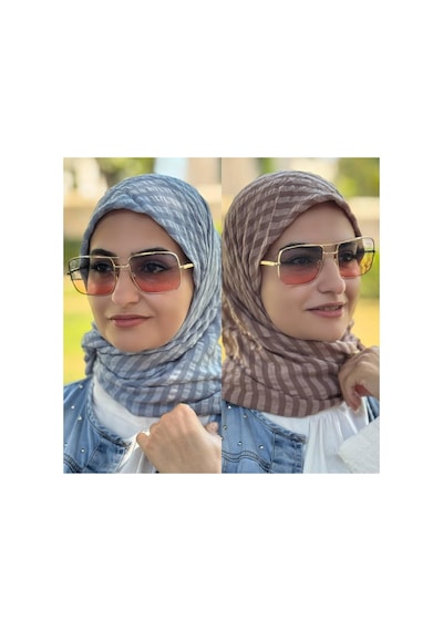 Aldaıyr 2 Adet - Jakarlı Caz Eşarp 120 X120 Pamuk Çok Renklig03-7