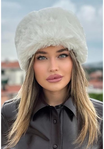 Mollycrush Kışlık Kalpak Şapka - Rus, Slav, Kazak, Moğol, Eskimo Tarzı Rahat Kalpak Beyaz