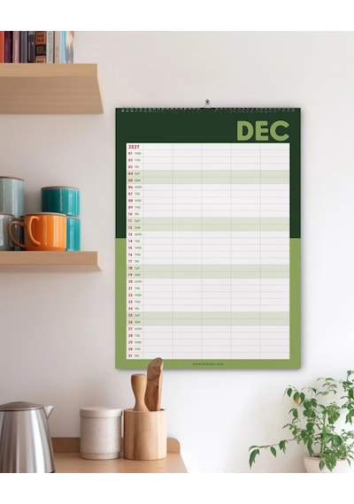 2027 Aile Duvar Takvimi, 5 Kişilik Aile Planlayıcı Takvim, Renkli Aylık Planlayıcı, Aile Organizer Çok Renkli