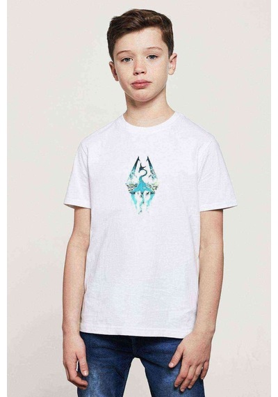 Tshirthane Minimalism Skyrim Background Metal Rock Music Baskılı Unisex Çoc