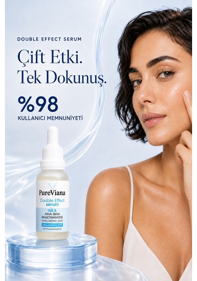Pureviana Double Effect Serum 30 ML Aha-bha + Niacinamide + Hyaluronik Asit Aydınlatıcı, Gözenek Sıkılaştırıcı, Ton Eşitleyici