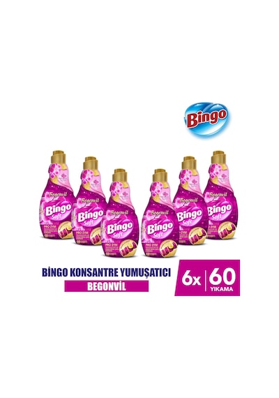 Bingo Soft Konsantre Çamaşır Yumuşatıcısı Begonvil 6 x 1440 ML