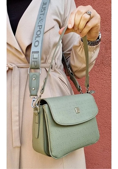 Just Polo Kadın Orta Boy Kabartma Baskılı Lüks Ve Şık El & Omuz Çantası Shoulder Bag Yeşil