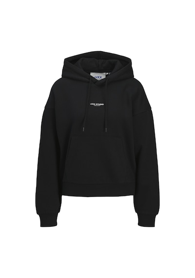 Kadin Minimal Logo Baskili Kapüsonlu Sweatshirt - Studio - 12280152 Black
