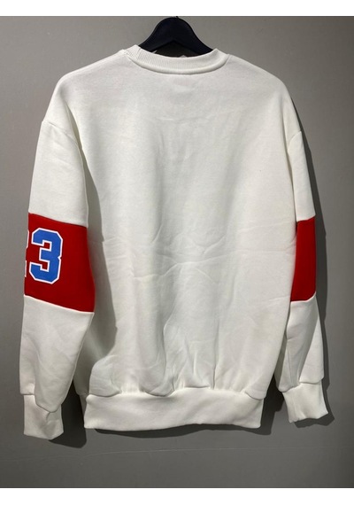 Erkek Beyaz Unısex Oversize Chicago 23 Baskılı Polarlı Sweat Çok Renkli