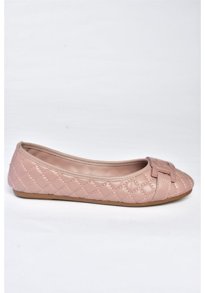 Fox Shoes P250005209 Pudra Kapitone Tokalı Günlük Kadın Babet Pudra-kapitone Pudra