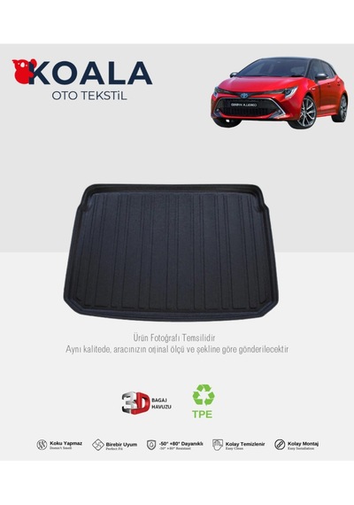 Toyota Uyumlu Corolla Hatchback Hibrit Kulaklı 2021 Ve Sonrası 3d Bagaj Havuzu