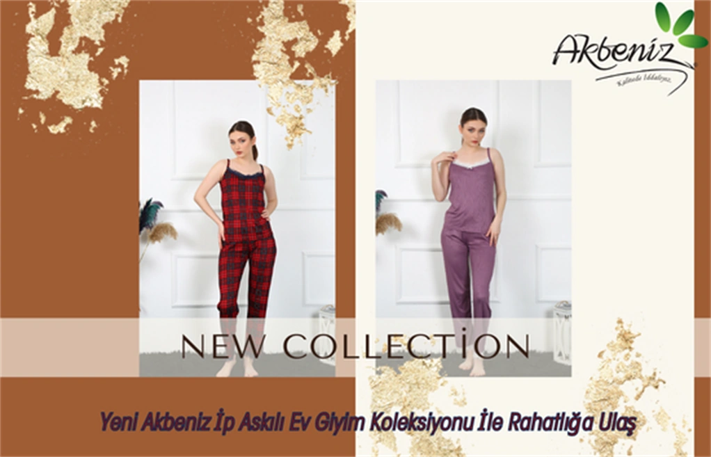 Akbeniz Kadın İp Askılı Yeşil Ekoseli Pijama Takım 4135 Yeşil