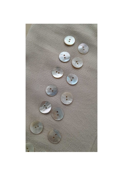 Doğal Hakiki İnci Midye Kabugu Düğme 15 Mm 14 Adet