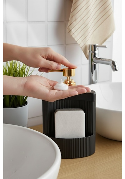 Oval Sıvı Sabunluk Sünger Hazneli Basmalı Mutfak Banyo Organizer Şık Tasarım Diğer