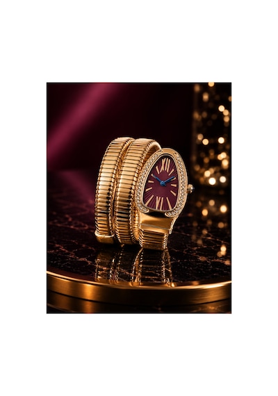 Yılan Model Kadın Kol Saati Her Bileğe Uyumludur Gold-bordo - 288676467 Rose Gold