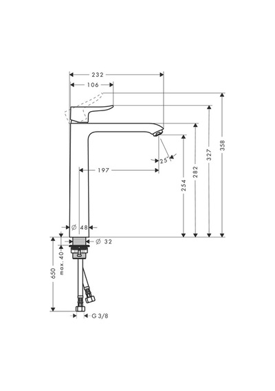 Hansgrohe Metris Tek Kollu Lavabo Bataryası 260 Kumandasız Krom 3