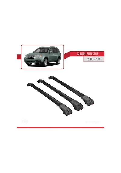 Subaru Forester 2008-2013 Arası İle Uyumlu Ace-1 Ara Atkı Tavan Barı Siyah 3 Adet Bar