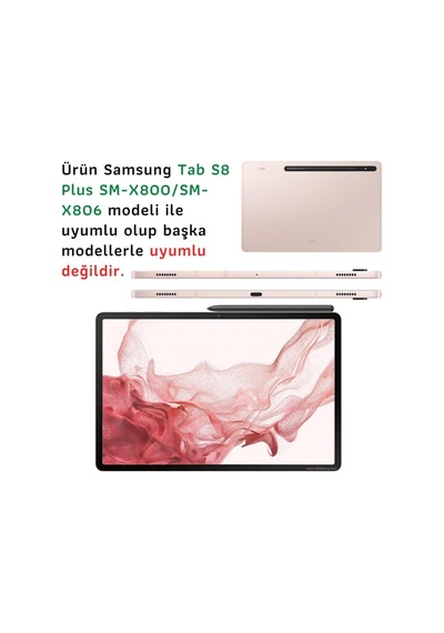 Samsung Galaxy Tab S8 Plus 12.4" Sm-x800/sm-x806 Dönebilen Standlı Pu Deri Tablet Kılıfı Arka Kapak