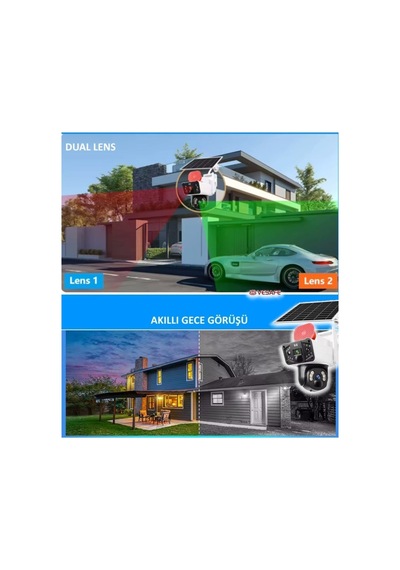 Ultimate Solar 4g Güneş Enerjili Dual Lens 360 Görüş Akıllı Güvenlik Kamerası O-kam Uygulama 25883295