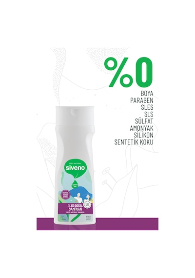 Siveno %100 Doğal Kepeğe Karşı Etkili Şampuan Yağlı Saçlar Çay Ağacı Keklik Üzümü Vegan 300 Ml X 2 Adet Tüm Saç Tipleri