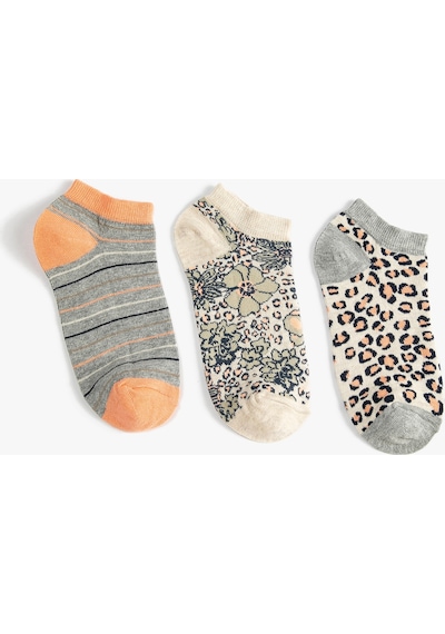 Koton Leopar Desenli 3'lü Patik Çorap Seti Multıcolor 4wak80106aa 4WAK80106AAMIX Mavi