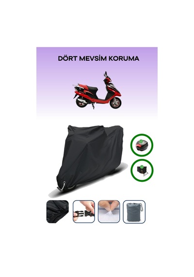 Siyah Arka Çanta Ve Kilit Uyumlu Mondial 100 Rt Uyumlu Motor Brandası