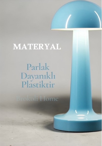 Avec Dokunmatik Mantar Masa Lambası 3 Işık Renkli Dim Ayarlı Şarjlı Masa Lambası Ledli Abajur Mavi Mavi