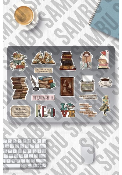 Biblichor Temalı Sticker Etiket Seti - Kitap Sticker - Laptop Notebook Telefon
