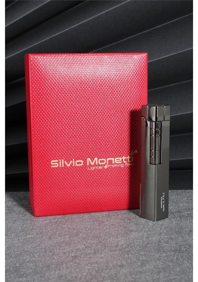 Silvio Monetti Siyah Renk Kapaklı Özel Tasarım Gazlı Çakmak 24csm901tr01