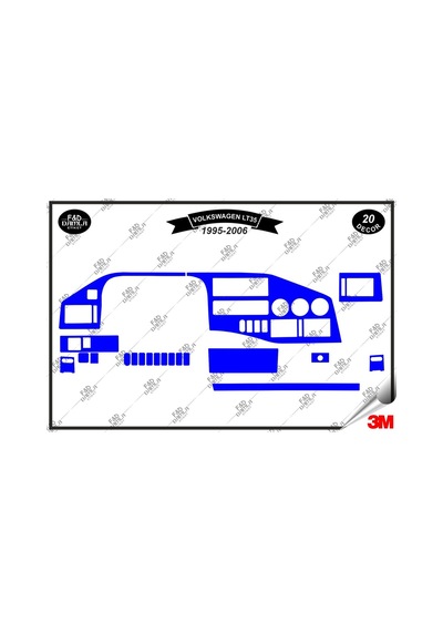 Volkswagen Lt 35 1995-2006 Torpido Konsol Trim Göğüs Maun Kaplama Set 20 Parça Mavi