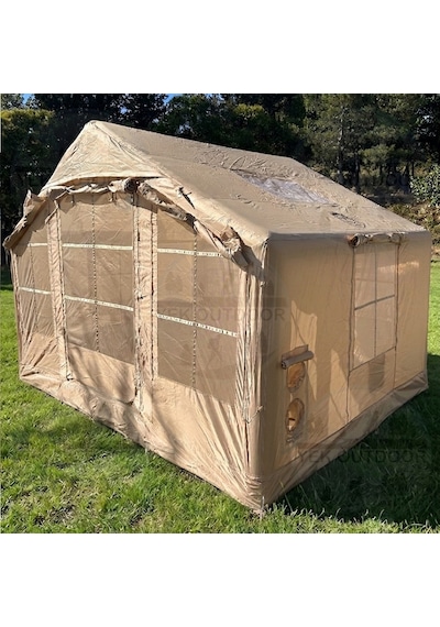 Yek Outdoor 6-8 Kişilik 4 Mevsim Soba/vebasto Çıkışlı 420d Oxford Şişme Kamp Çadırı Pompalı, 300x240x215 Cm Krem