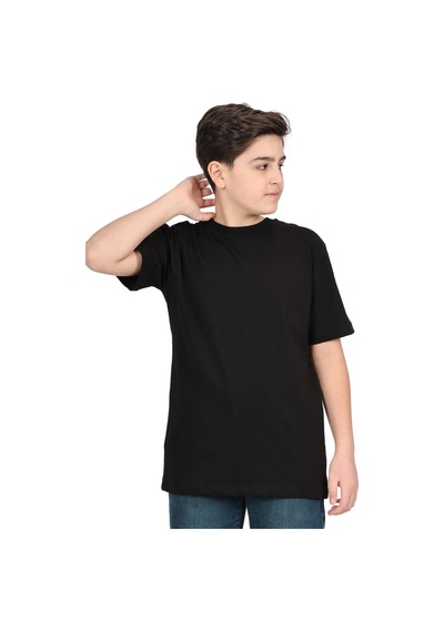 Erdem Kıds Erkek Çocuk Siyah Düz Baskısız Kısa Kol Basic Casual-okul T-shirt Siyah Siyah