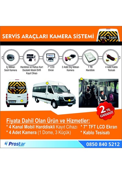 Okul Ve Servis Taşıtları Için 1 Tb Kayıtlı Kamera Set