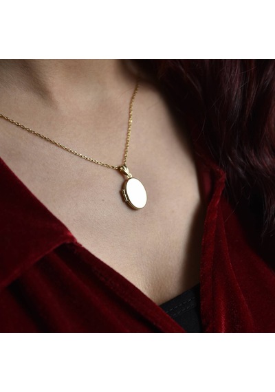 Sembolgold Altın Resimli Kolye Doç Zincirli Oval Rsm-262