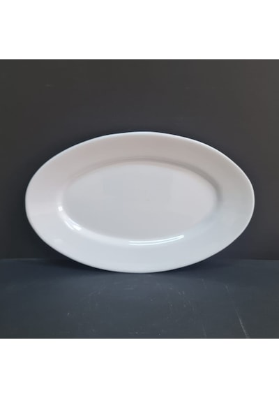2 Adet Standart Melamin Oval Kayık Tabak Orta Salata Tabağı 34x22 Cm - Beyaz Beyaz