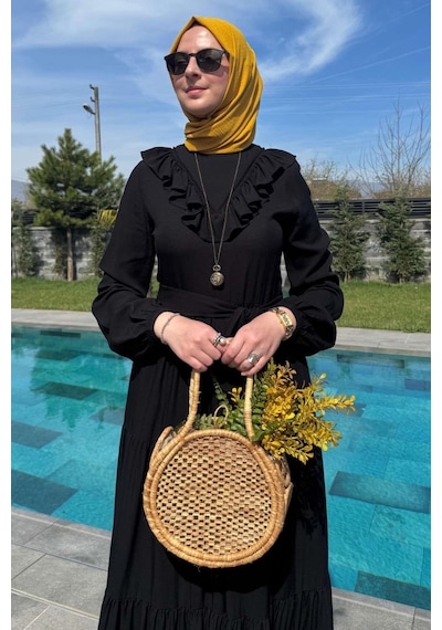 Rabia Şamlı Jale Elbise Siyah Normal